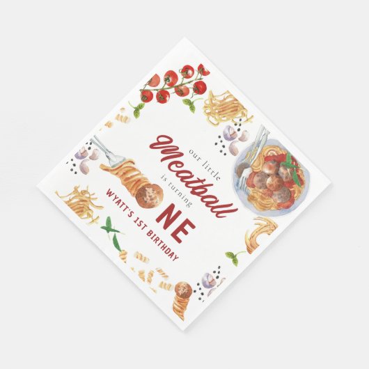 水彩ミートボーイタリアンル1st誕生日 スタンダードランチョンナプキン (角)