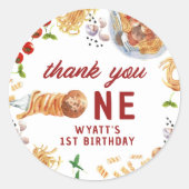 水彩ミートボーイタリアンル1st誕生日 ラウンドシール (正面)