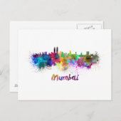 水彩ムンバイのスカイライン ポストカード (正面/裏面)