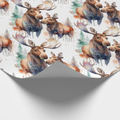 水彩ムースウィンター動物野生動物自然アート ラッピングペーパー (角)