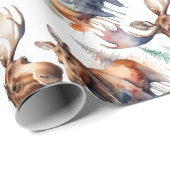 水彩ムースウィンター動物野生動物自然アート ラッピングペーパー (ロールコーナー)