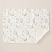 水彩ムーンスターズ&クラウドパターン シェルパブランケット (正面(横))