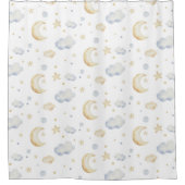 水彩ムーンスターズ&クラウドパターン シャワーカーテン (正面)