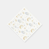 水彩ムーンスターズ&クラウドパターン スタンダードカクテルナプキン (角)