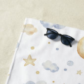 水彩ムーンスターズ&クラウドパターン ビーチタオル (インサイチュ)