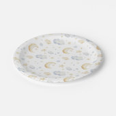 水彩ムーンスターズ&クラウドパターン ペーパープレート (アングル)