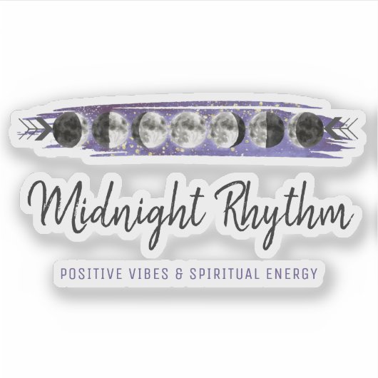 水彩ムーンズルナサイクル銀河系スカイロゴ シール (正面)