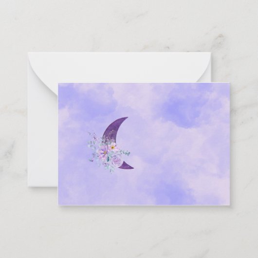 水彩ムーンパープル感謝してい花 ノートカード (裏面)