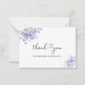水彩ムーンパープル感謝してい花 ノートカード (正面)