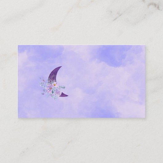 水彩ムーンパープル花赤ちゃんシャワーおむつ エンクロージャーカード (裏面)