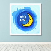 水彩ムーンラージ抽象芸術ウォールアート キャンバスプリント (インサイチュ (ウッドフロア))