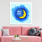 水彩ムーンラージ抽象芸術ウォールアート キャンバスプリント (インサイチュ (リビング))