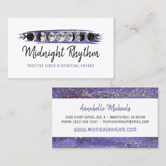 水彩ムーンルナースサイクルナイトスカイエネルギー基本 名刺 (正面/裏面)