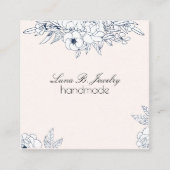 水彩ムーン&植物アートブルーグレー スクエア名刺 (正面)