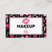 水彩メイクアップアーティストグラム金ゴールドピンクビジネスC 名刺 (正面)