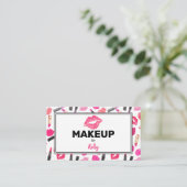 水彩メイクアップアーティストグラム金ゴールドピンク 名刺 (スタンド正面)