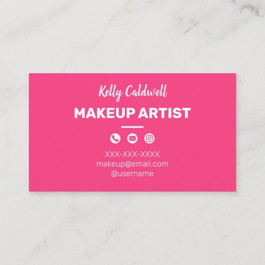 水彩メイクアップアーティストグラム金ゴールドピンク 名刺 (裏面)
