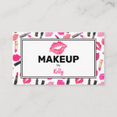 水彩メイクアップアーティストグラム金ゴールドピンク 名刺 (正面)