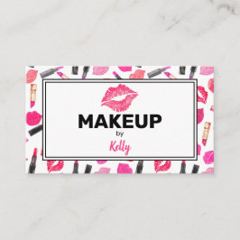 水彩メイクアップアーティストグラム金ゴールドピンク 名刺