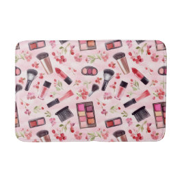 水彩メイクアップ美しいパターン花模様 バスマット