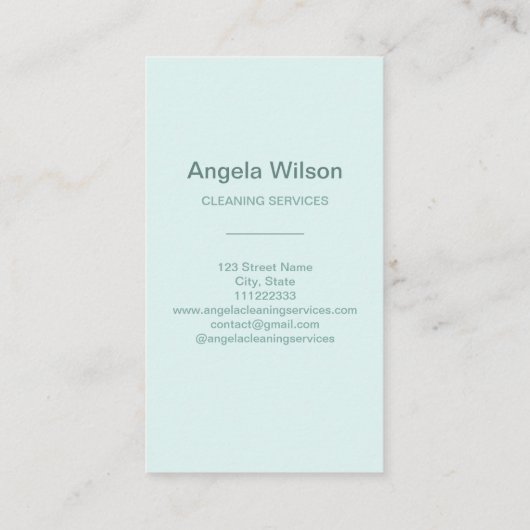 水彩メイド図解入りの、写真付きの清掃サービス 名刺 (裏面)