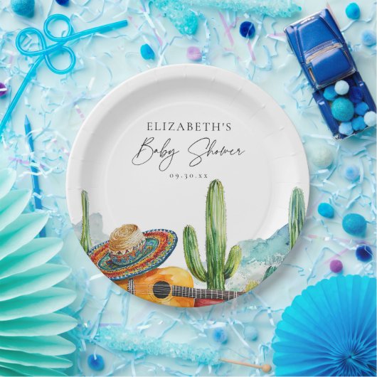 水彩メキシカンサボフィエスタベイビーシャワー ペーパープレート (パーティー)