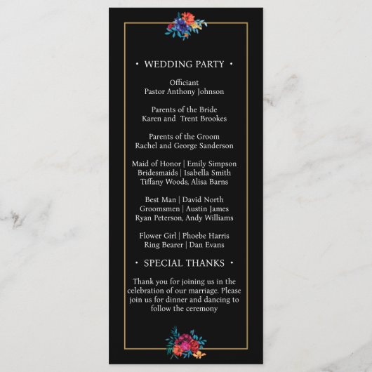 水彩メキシカンフィエスタフラワーブラック結婚ズ プログラム (裏面)