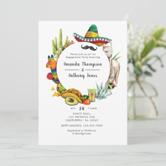 水彩メキシカンフィエスタ婚約パーティ 招待状 (スタンド正面)