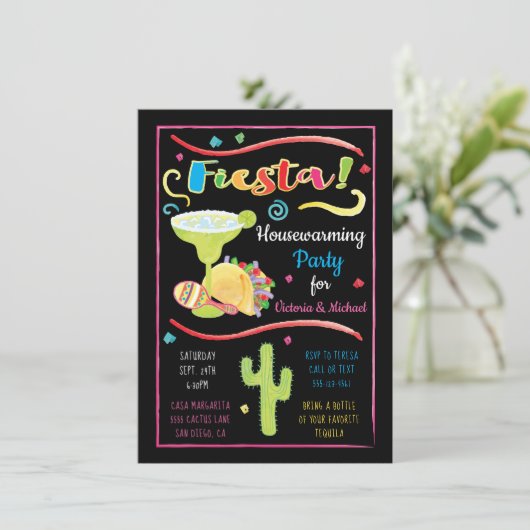 水彩メキシカンフィエスタ引っ越し祝いパーティーパーティー 招待状 (スタンド正面)