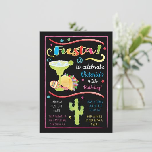水彩メキシカンフィエスタ誕生日招待状 招待状 (スタンド正面)