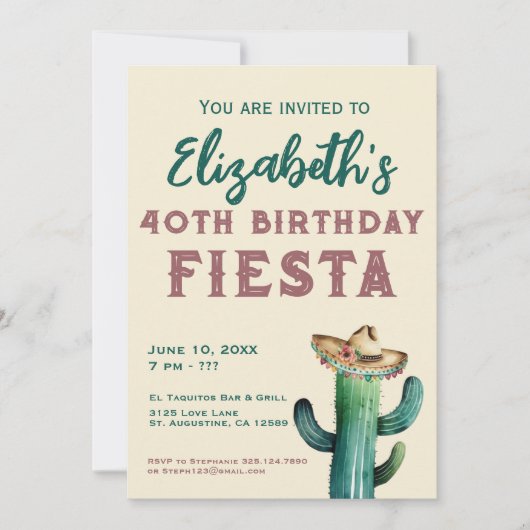 水彩メキシカンフィエスタ誕生日招待状 招待状 (正面)
