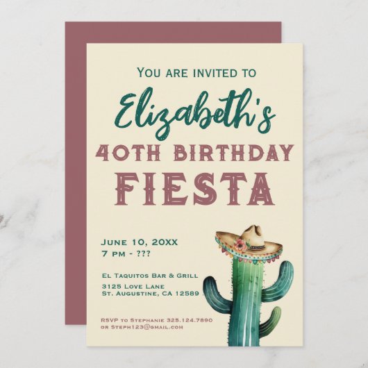 水彩メキシカンフィエスタ誕生日招待状 招待状 (正面/裏面)