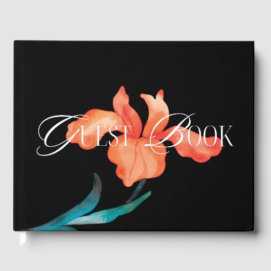 水彩メキシカンフェスタ結婚フラワーズブラック ゲストブック (正面)