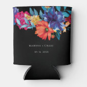 水彩メキシカンフェスタ結婚フラワーズブラック 缶クーラー (正面)