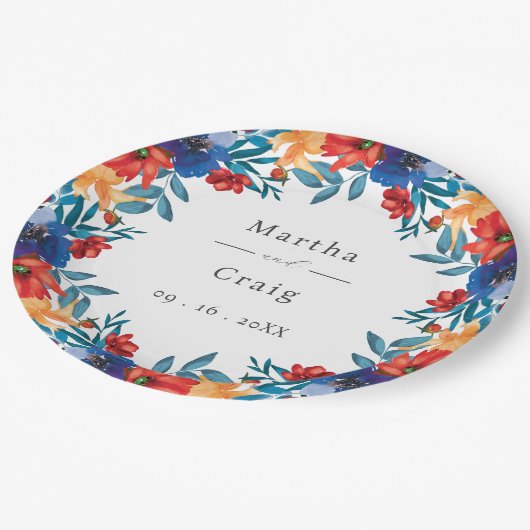 水彩メキシカンフェスタ結婚花 ペーパープレート (アングル)