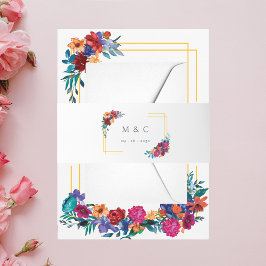 水彩メキシカンフェスタ結婚花 招待状ベリーバンド