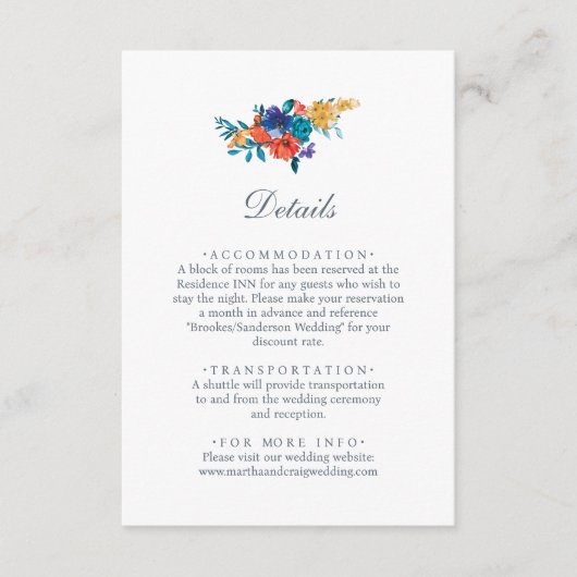 水彩メキシカンフェスタ花結婚の詳細 エンクロージャーカード (正面)