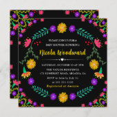 水彩メキシコの花フィエスタベイビーシャワー 招待状 (正面/裏面)