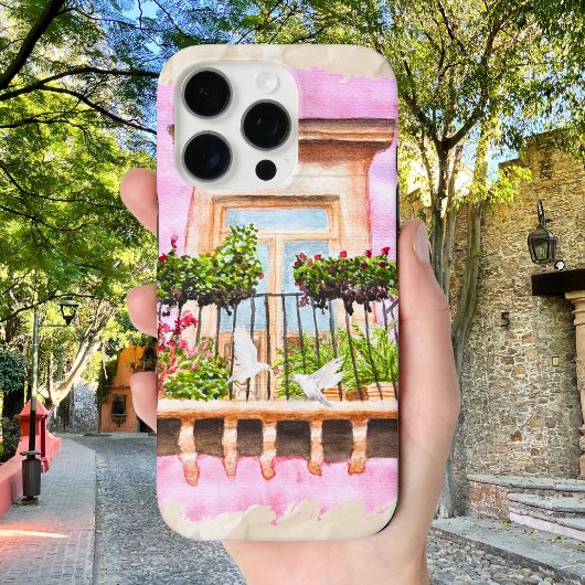 水彩メキシコオールドタウンバルコニー Case-Mate iPhoneケース