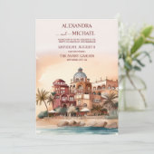 水彩メキシコカンクン目的地の結婚式 招待状 (スタンド正面)