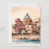 水彩メキシコカンクン目的地の結婚式 招待状 (裏面)