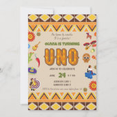 水彩メキシコテーマ最初の誕生日 招待状 (正面)