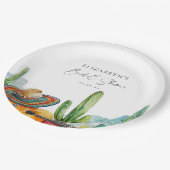 水彩メキシコ カクタス フィエスタ ブライダルシャワー ペーパープレート (アングル)