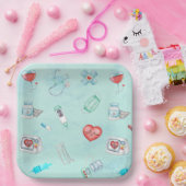 水彩メディカルドクターナーステーマ ペーパープレート (パーティー)