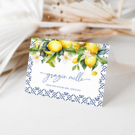 水彩メディテレーニアンレモン ブライダルシャワー サンキューカード