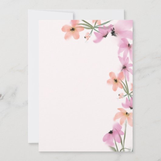 水彩メドウピンクボホフラワーズ誕生日 招待状 (裏面)