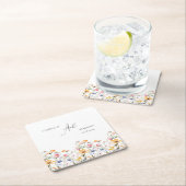 水彩メドウワイルドフラワークラシック結婚ズ スクエアペーパーコースター (インサイチュ)