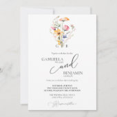 水彩メドウワイルドフラワーシンプル結婚ズ 招待状 (正面)