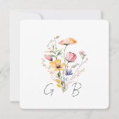 水彩メドウワイルドフラワーシンプル結婚ズ 招待状 (正面)