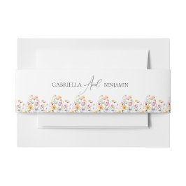 水彩メドウワイルドフラワーフォーマル結婚ズ 招待状ベリーバンド